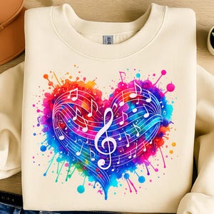 Aquarel muziek hart PNG-clipart, band minnaar cadeau (digitale download)