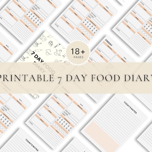 7 Days Food Diary, Weekly Meal Tracker, Printable Nutrition Log, Digital Food Journal, Health & Fitness Planner, Instant Download