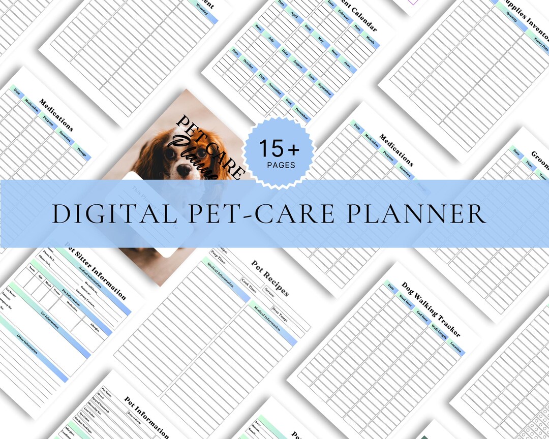 Pet Care Planner, Printable Pet Health Tracker, Vet Appointment Log ...