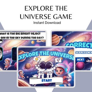Explore the Universe Game for Kids, Space Learning Activity, Printable & Digital Game, Homeschool Science, Fun Astronomy Quiz