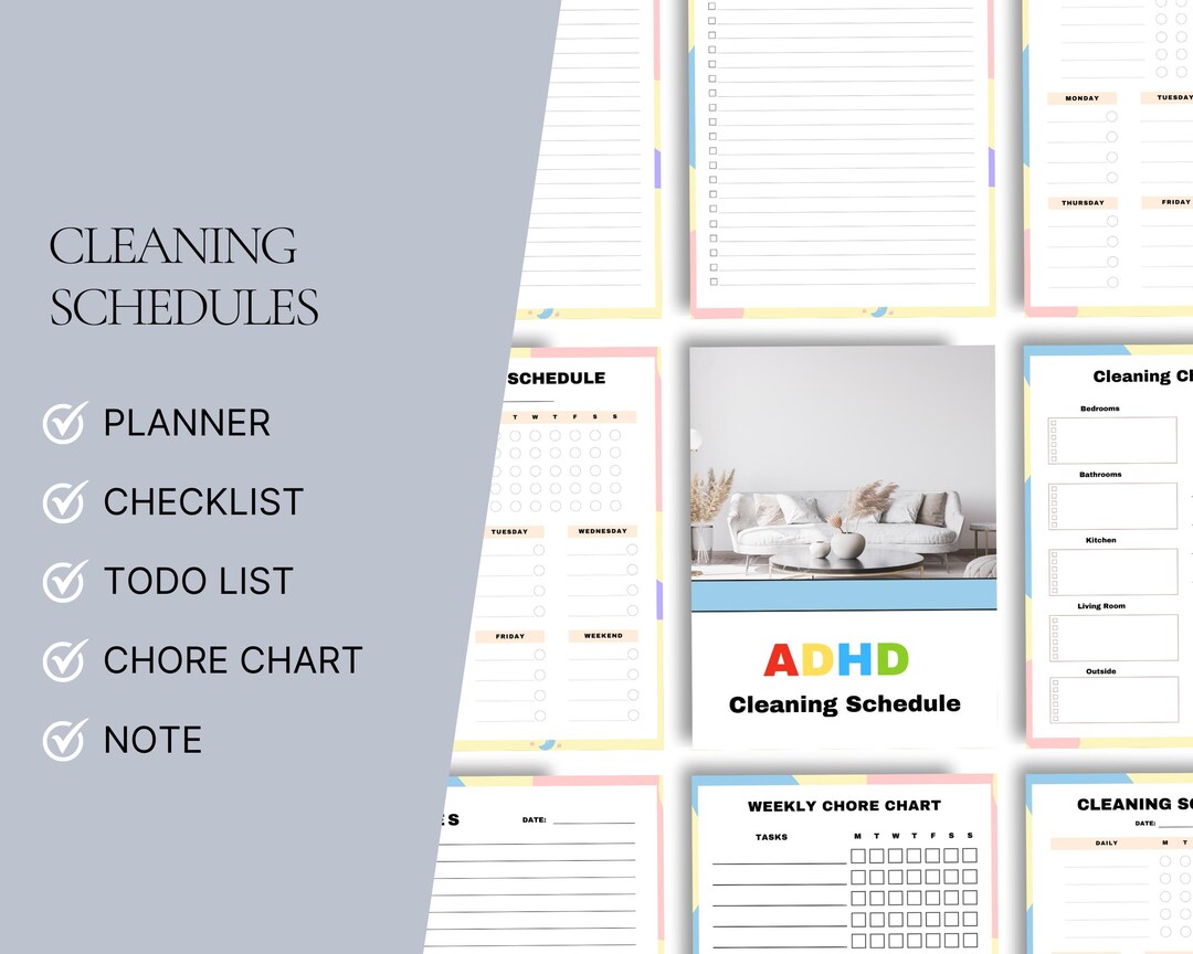 ADHD Cleaning Planner, Printable Home Organizer, Chore Chart for ADHD ...