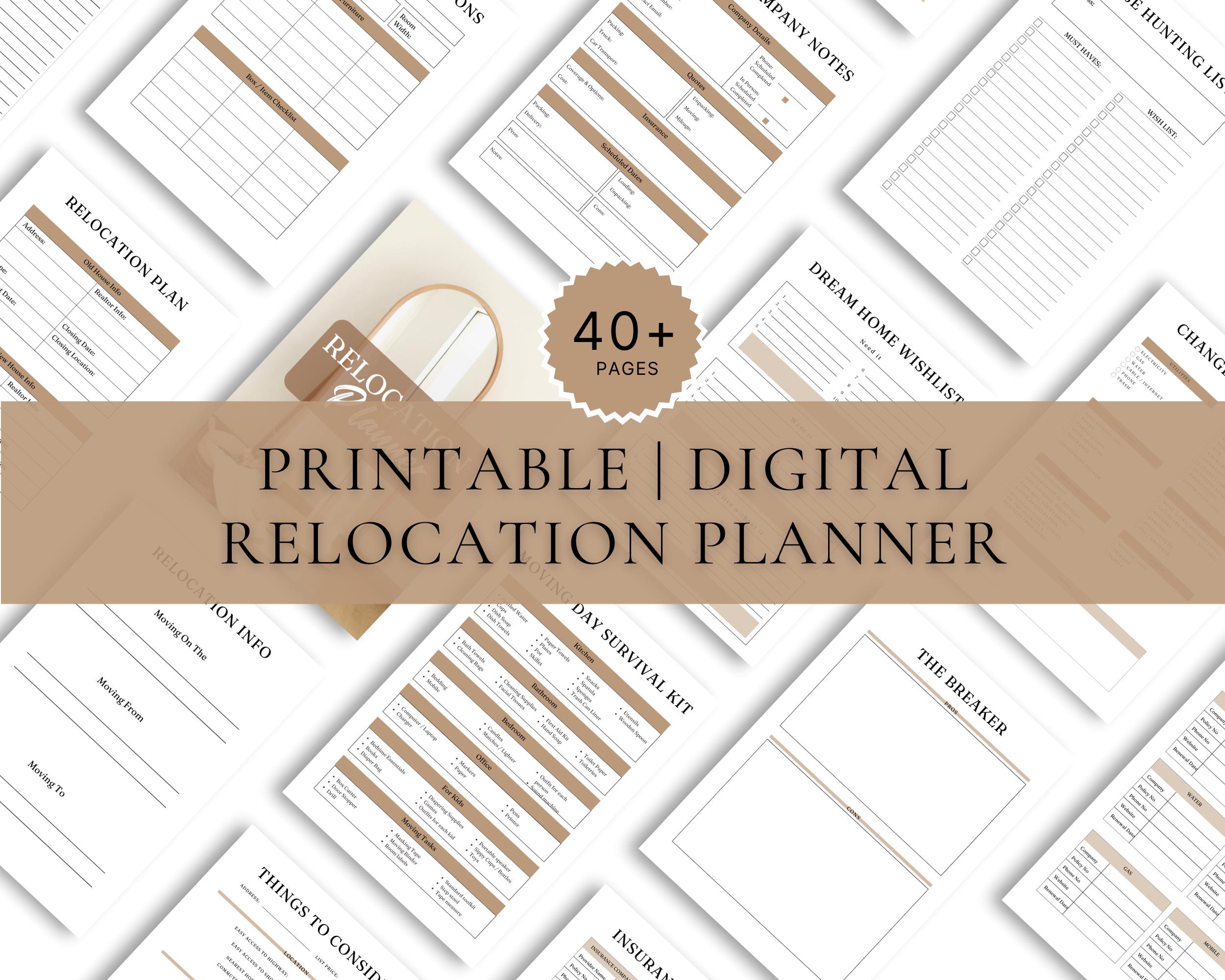 Moving Planner Printable, Relocation Checklist, Home Moving Organizer, Apartment Move Planner ...