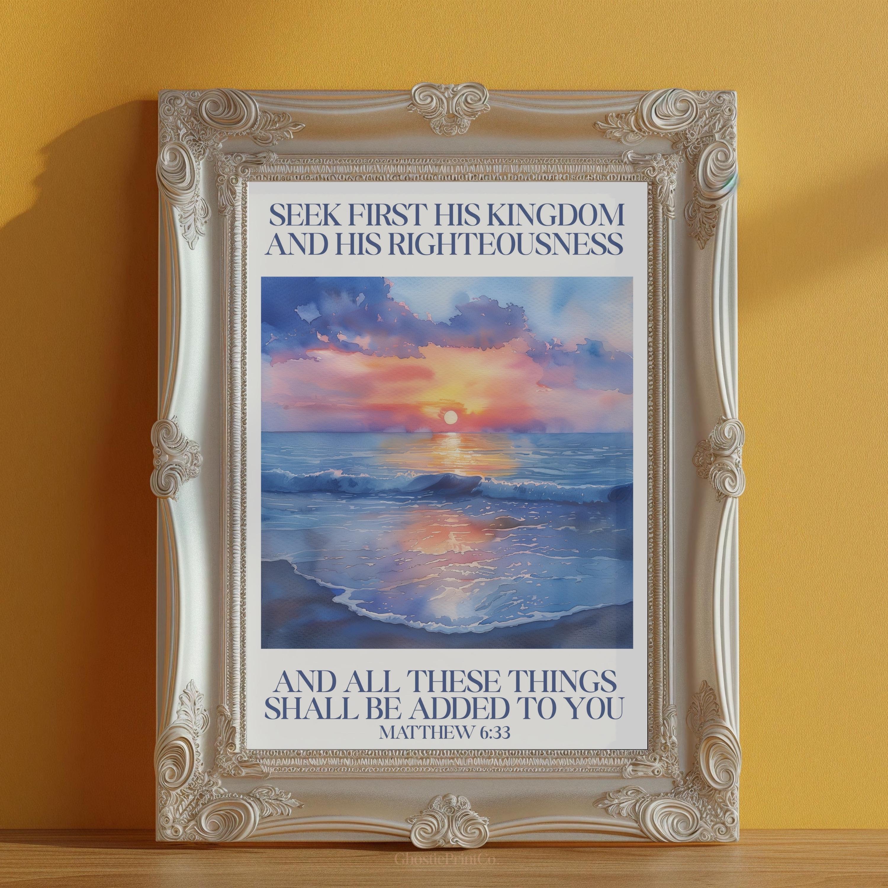 Scripture Watercolor Ice Christian Scripture Wall Art, Watercolor Ocean Sunset (digital Download ...