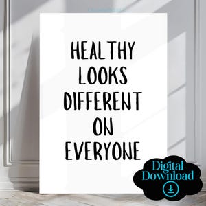 Healthy Looks Different on Everyone Print, Printable Wall Art, Gym Wall Art, Fitness Quotes, Gym Decor, Health Poster, Digital Download