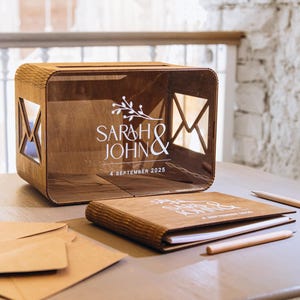 Centrotavola per matrimonio, libro degli ospiti in legno, scatola porta biglietti personalizzata, regalo personalizzato, scatola porta biglietti per matrimonio, scatola in legno con fessura, album di ritagli in legno