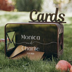Buzón de madera con ranura para tarjetas y sobres, regalo de aniversario único para ella, tarjetas de boda en una caja, hermosa caja de recuerdos