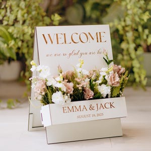 Flower Box Bridal Shower Welcome Sign - Personalized Decor, Engraved Name Sign, Wedding Entrance Sign, Custom Wedding board Sign