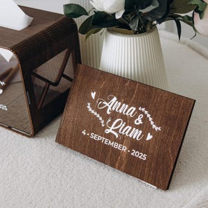 Libro de visitas Polaroid de madera para bodas, libro de visitas personalizado, regalos de boda personalizados, decoración rústica de mesa de boda, álbum de fotos de boda