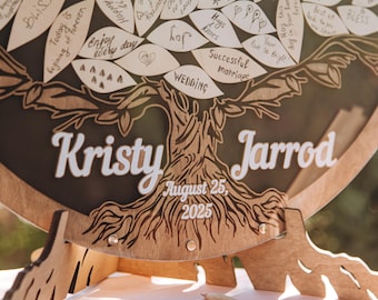 Personalized Guest Book Alternative, Wedding Guestbook Tree 100 leaves, Central Wedding Element, Wooden Acrylic Rustic Wedding Gues Book