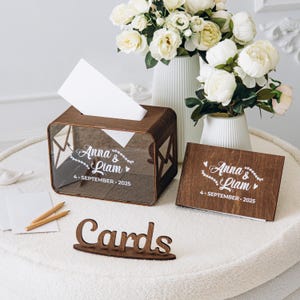 Ensemble de mariage avec coffret et livre d'or personnalisés, décoration personnalisée pour la douche nuptiale, livre d'or en bois, coffret en acrylique, cadeau pour le couple