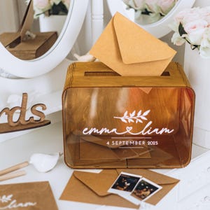 Hochzeitsandenken-Box Karten- und Geschenkbox für Hochzeit, Hochzeitsdekor Benutzerdefinierte Hochzeitsbox mit Schlitz, personalisiertes Babyparty-Gästebuch