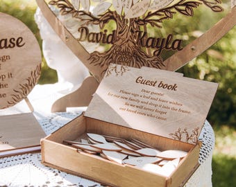 Libro de visitas personalizado, libro de visitas de boda con 100 hojas, letrero para buzón, decoración de boda, libro de visitas único.