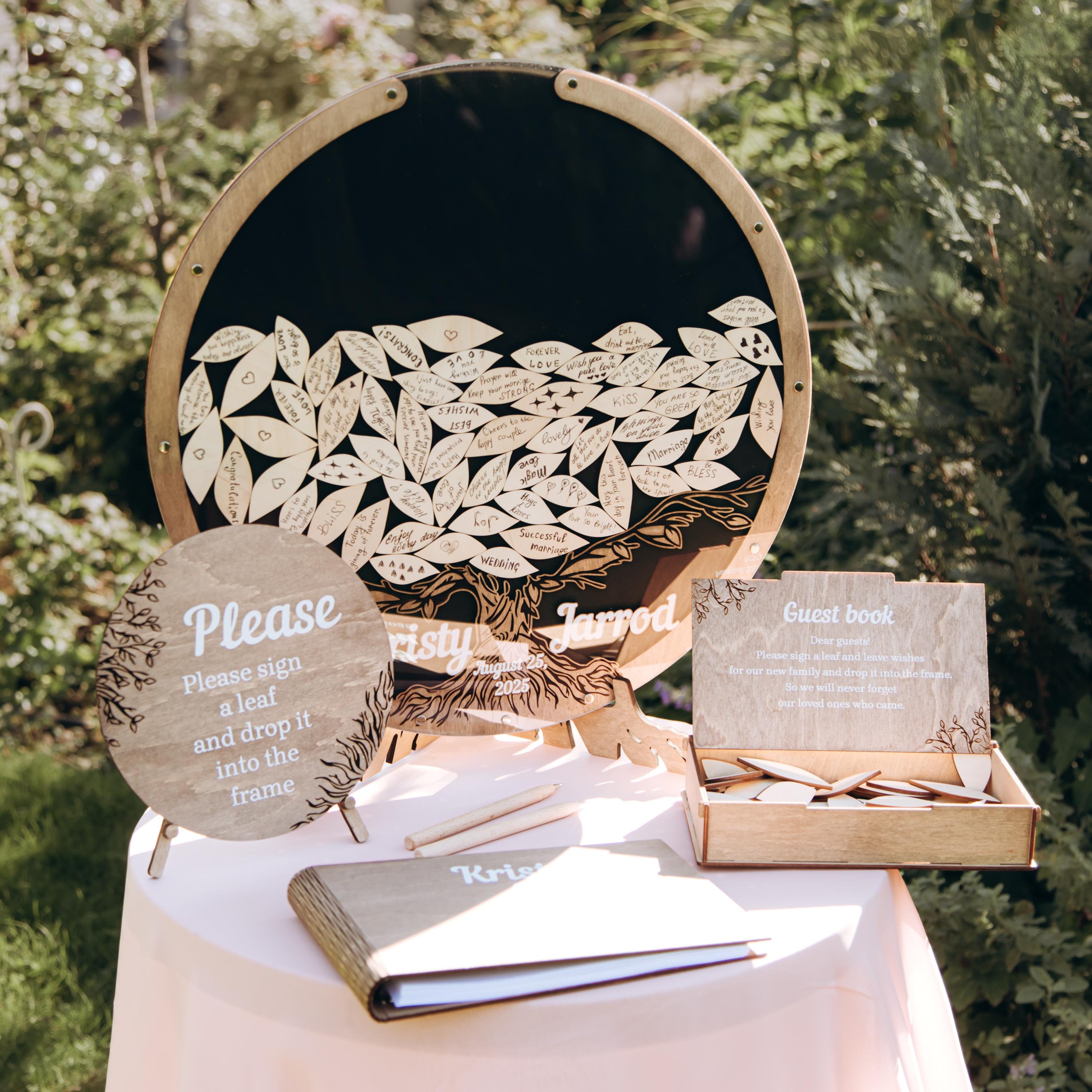 Personalized Guest Book Alternative Wedding Sign, Rustic Wooden Decor, Acrylic Circle Guest Book, Custom Gift, Baby Shower Guest Book