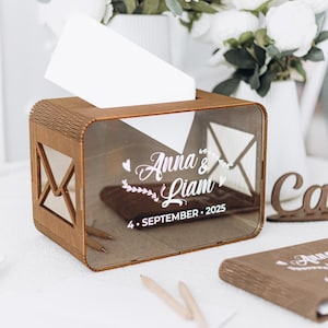 Hochzeit Holz Kartenbox und Gästebuch-Set, Personalisierte Acryl Kartenbox, Geburtstagsparty-Gästebuch, Babyparty-Geschenkbox, Hochzeitsdeko