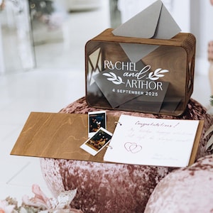 Livre d'or de mariage et boîte pour cartes, boîte-cadeau de mariage rustique, boîte pour cartes en bois personnalisée, cadeau de mariage personnalisé, décoration de mariage bohème