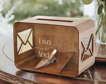 Personalized Wood and Acrylic Card Box for Your Special Occasion, Drop Box with Slot for Cards and Envelopes, Wedding Reception Decor