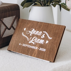 Libro de visitas de boda Polaroid, libro de visitas de boda, libro de visitas de madera, álbum de fotos de boda, regalo perfecto para boda, decoración de jardín para boda.