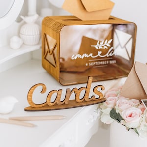 Personalisierte Hochzeitskartenbox, Hochzeitskartenbox mit Schlitz, Hochzeitsdeko, Holzhochzeits-Spardose, Gästebuch aus Acrylglas, Hochzeitssing