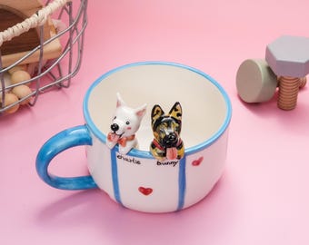 Custom Pet Mug, Ceramic Coffee Mug, Handmade Ceramic Cup, Memorial Gift for Pet Owners, Gift For Dog Owner, Birthday Gift, Personalized Gift