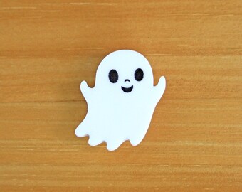 Laser Cut Acrylic Brooch White Ghost Cute