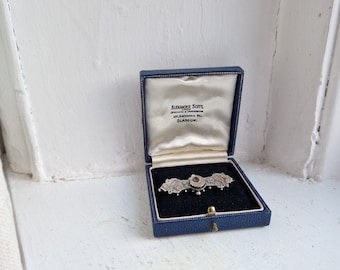 Sterling sweetheart brooch: lovely antique Victorian lightweight handmade hallmarked sterling silver sweetheart pin brooch with bird motif