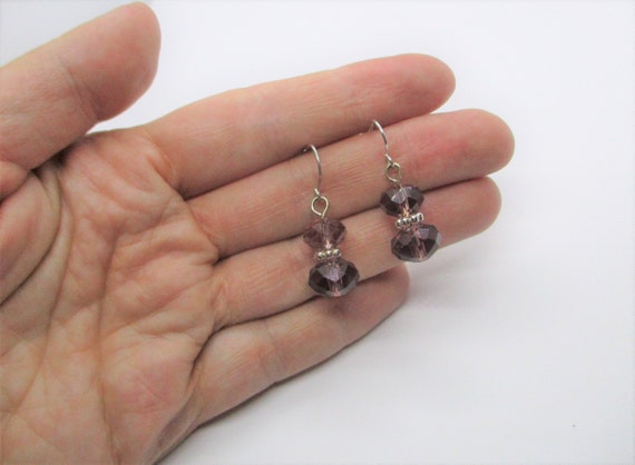 Purple glass earrings: Amazing purple crystal gla… - image 1