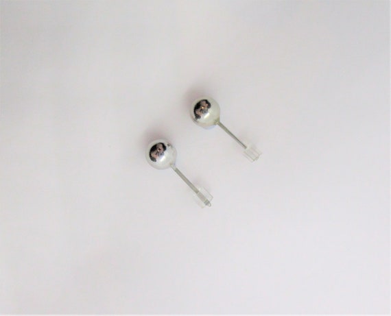 Silver ball earrings: sphere stud micro earrings,… - image 4