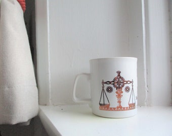 Zodiac coffee cup: LIBRA Staffordshire astrology coffee cup, coffee mug, zodiac coffee cup, Libra mug, Staffordshire Potteries Libra mug