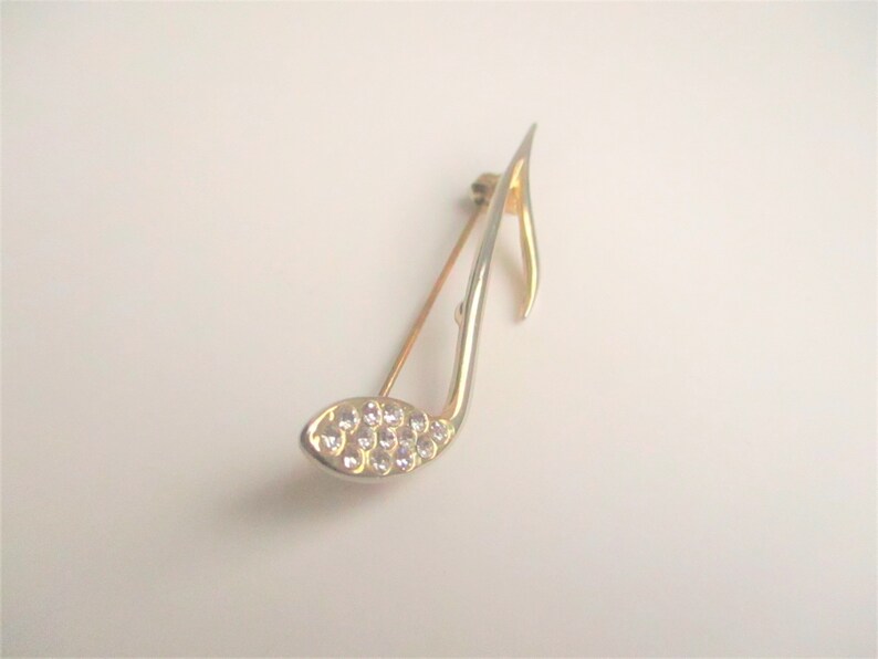 Gorgeous Musical quaver brooch charming 1960s brilliant cut rhinestone costume musical note pin brooch quaver musical note pin brooch