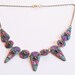 Hematite statement necklace: Elegant bohemian gold plated, colored enamel & hematite cabochon statement pendant necklace, hematite necklace