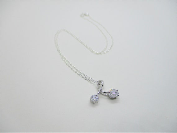 Sterling CZ necklace: Sweet hallmarked sterling s… - image 3