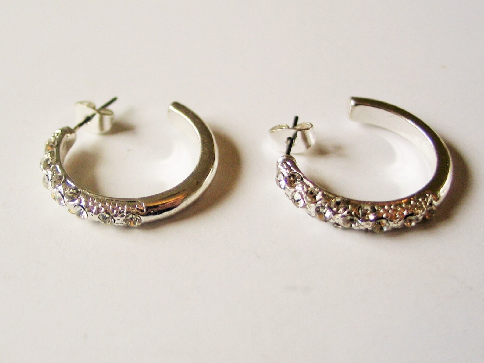 Rhinestone Hoop Earrings: Sweet Sparkly Silver Plated and | Etsy