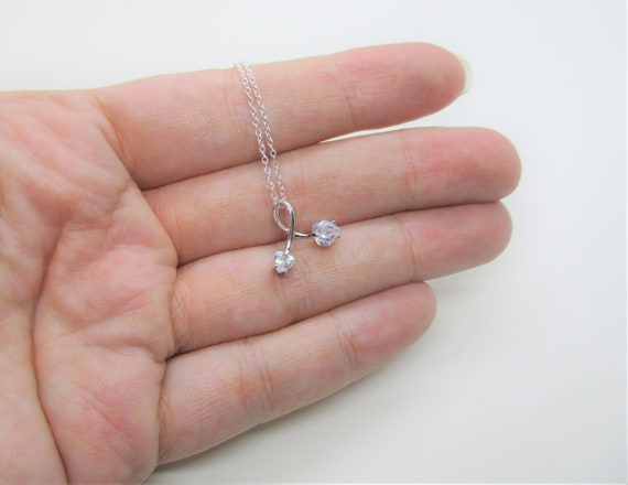 Sterling CZ necklace: Sweet hallmarked sterling s… - image 2