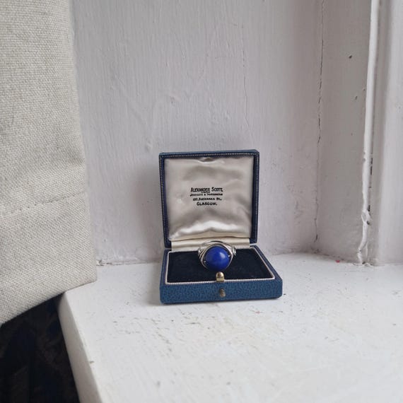 Wire wrapped ring: large statement bright blue gl… - image 2