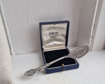 Fancy dessert spoon: lovely silver plated embossed fluted fancy spoon with engraved bowl and handle, fancy dessert serving spoon, tableware