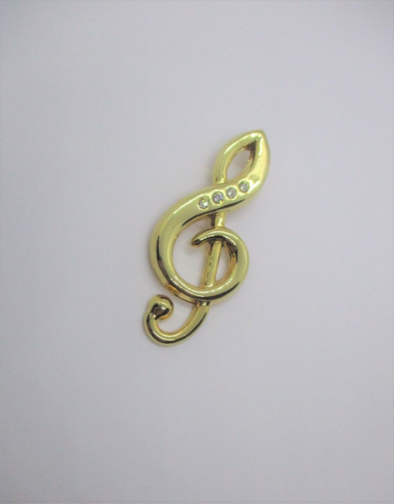 Treble clef brooch: Gorgeous, charming 1960s bril… - image 1