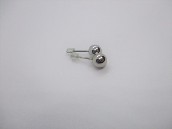 Silver ball earrings: sphere stud micro earrings,… - image 3