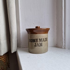 Vintage Moira English Stoneware Jam Pot: Pale Brown Earthenware Jar