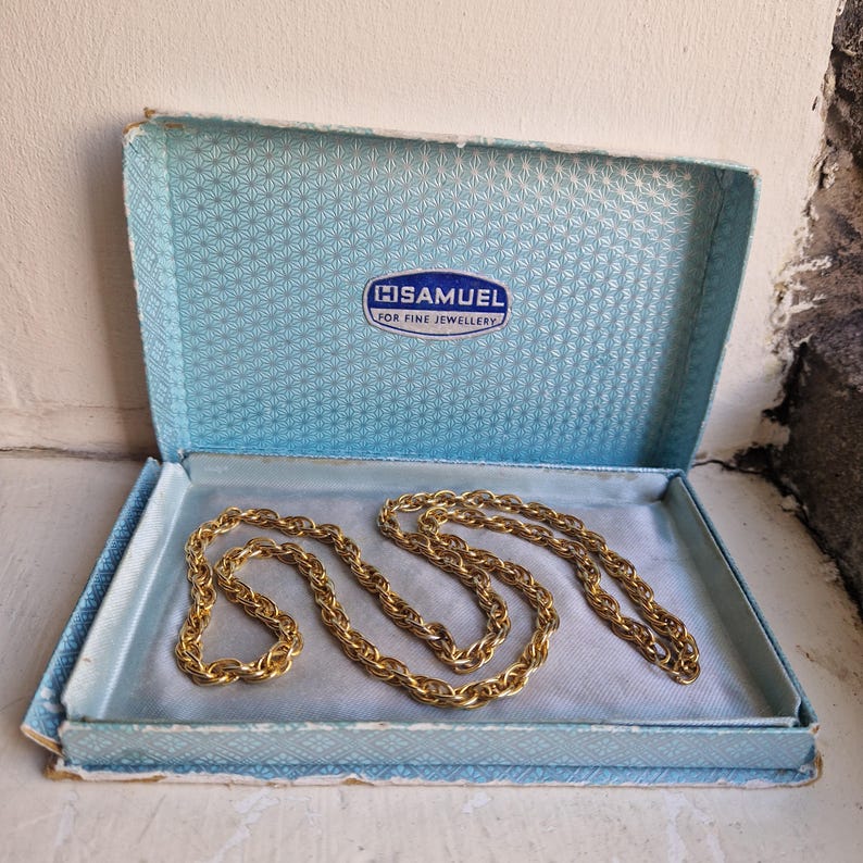 Gold Chain Box Pattern Weighty Mid Length Gold Plated Double Link Twist Chain Statement ...