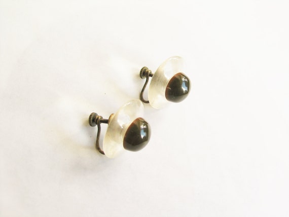 Green Screw Earrings Bohemian Green and Translucent Fall Coloured