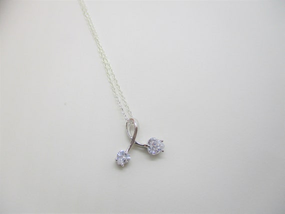 Sterling CZ necklace: Sweet hallmarked sterling s… - image 6