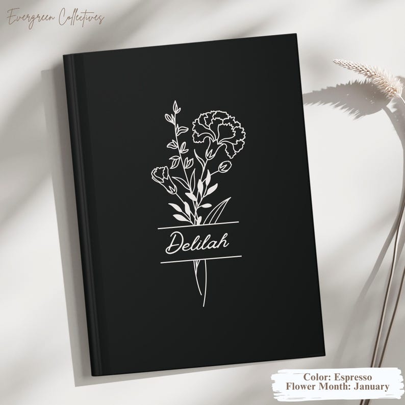Personalized Birth Flower Journal - Custom Name Notebook - Birth Month ...