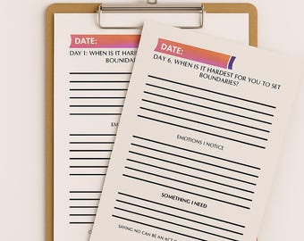 30-Day Boundaries Reflection Journal (Printable PNG) – Daily Emotional Check-In & Self-Awareness Prompts