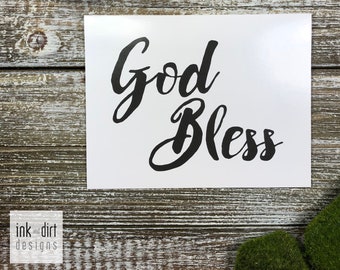 God Bless Typography Baptism Communion Confirmation Wedding Spiritual Faith Everyday Card