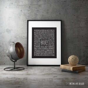 Hockey 8x10 Typography Print Hockey Poster Hockey Word Art image 2