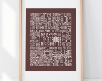 Personal Trainer Print 8x10 Personal Trainer Gift Personal Trainer Typography Print Fitness Trainer Exercise Poster Word Art