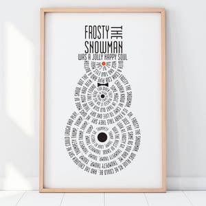 Frosty the Snowman Print Typography Christmas Art