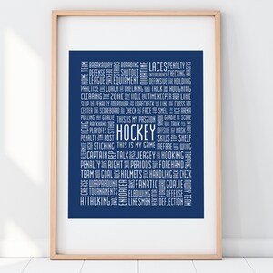 Hockey 8x10 Typography Print Hockey Poster Hockey Word Art