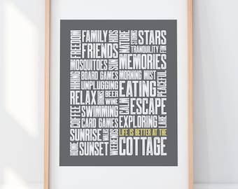 Cottage Print, Cottage Decor, Cottage Art, 8x10, Cottage Typography Print, Cottage Word Art, Cottage Style, Modern Cottage