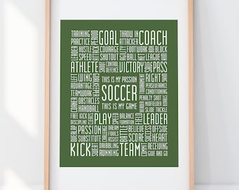 Soccer Print 8x10 Soccer Typography Print Soccer Poster Soccer Gift Soccer Coach Soccer Word Art